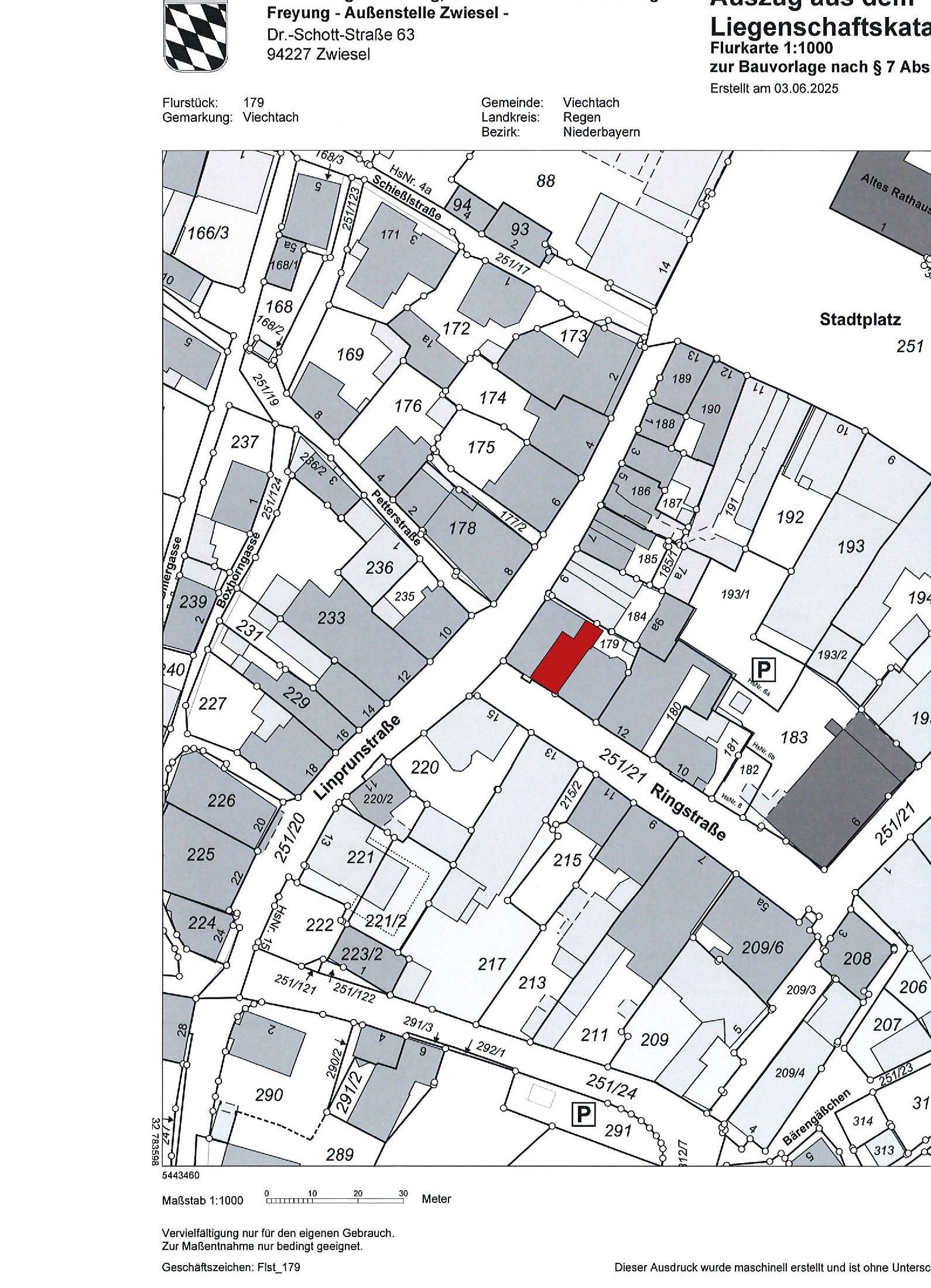 Lageplan (Flurstück 179 markiert)